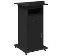 vidaXL Pupitre et Roues et tiroir Noir 55x55x107 cm Bois d'ingénierie, Tribune, Tribune d'orateur, lutrin, Plate-Forme, Podium, Bureau Debout