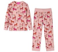 vidaXL Pyjamas Enfants à Manches Longues Tout-Petits Imprimé Cheval Rose Clair 116