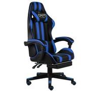 vidaXL Racestoel met voetensteun kunstleer zwart en blauw20526 Bleu G