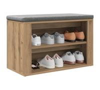 vidaXL Range-chaussures en bois d'ingénierie Chêne artisanal 75x35x45 cm 2 étagères Banc d'entrée