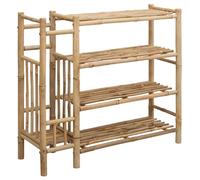 vidaXL Rack à chaussures avec étagère Naturel 88 x 27 x 80 cm Bambou, Rangement à chaussures en bambou, range compacte pour intérieur, organisateur de chaussures durable, économiseur d'espace léger po