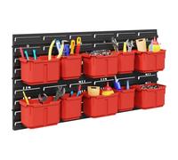vidaXL Rack de conteneur Noir et Rouge 77,5 x 2 x 39 cm PP, Rangement Moderne, étagère Ajustable, Organisateur de Jardin, Outil Pratique, Solution intérieure & extérieure