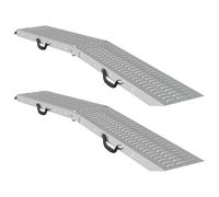 vidaXL Rampe de chargement 2 pièces argentées 166 x 22,5 x 4,5 cm, accessoire de garage, rampe motorisée industrielle, design pliable antidérapant, outil de charge haute résistance, équipement