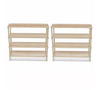vidaXL Range-chaussures à 4 étagères 2 pcs Bois de sapin solide