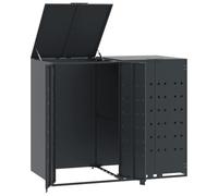 vidaXL Rangement à roulettes pour poubelles pour 2 bacs anthracite, rangement de poubelles, rangement de poubelles de jardin, hangar à poubelles