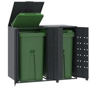 vidaXL Rangement pour poubelles 3279982 – à roulettes, 2 bacs, Anthracite