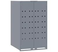 vidaXL Rangement à roulettes pour poubelles pour 2 bacs gris acier