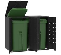 Vidaxl Rangement À Roulettes Pour Poubelles Pour 2 Bacs Noir Acier Noir