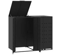 vidaXL Rangement à roulettes pour poubelles pour 2 bacs noir acier, rangement de poubelles, rangement de poubelles 3279977