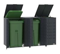 vidaXL Rangement à roulettes pour poubelles pour 3 bacs anthracite, rangement de poubelles, rangement de poubelles de 3279983
