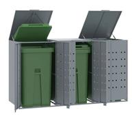 vidaXL Rangement à roulettes pour poubelles pour 3 bacs gris acier, rangement de poubelles, rangement de poubelles de 3279988