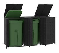 Vidaxl Rangement À Roulettes Pour Poubelles Pour 3 Bacs Noir Acier Noir