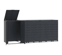 vidaXL Rangement à roulettes pour poubelles pour 4 bacs Anthracite, Rangement de poubelles, Rangement de poubelles de Jardin, Hangar à poubelles