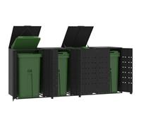 vidaXL Rangement à roulettes pour poubelles pour 4 bacs noir acier
