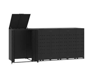 vidaXL Rangement à roulettes pour poubelles pour 4 bacs Noir Acier