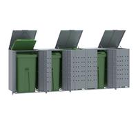 Vidaxl Rangement À Roulettes Pour Poubelles Pour 5 Bacs Gris Acier Gris