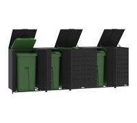 vidaXL Rangement à roulettes pour poubelles pour 5 bacs noir acier, rangement de poubelles, rangement de poubelles 3279980
