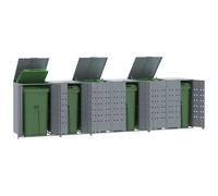 vidaXL Rangement à roulettes pour poubelles pour 6 bacs gris acier