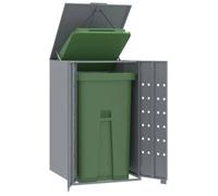 vidaXL Rangement à roulettes pour poubelles pour bac unique gris acier, rangement de poubelles, rangement de poubelles de 4008428