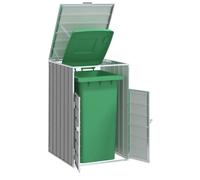 vidaXL Rangement à roulettes pour poubelles pour bac unique gris acier, rangement de poubelles, rangement de poubelles de 4006172