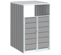 vidaXL Rangement à roulettes pour poubelles pour bac Unique Gris Acier, Rangement de poubelles, Rangement de poubelles de Jardin, Hangar à poubelles