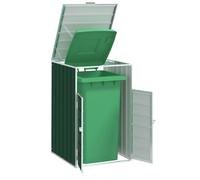 vidaXL Rangement à roulettes pour poubelles pour bac unique vert acier, rangement de poubelles, rangement de poubelles de 4006171