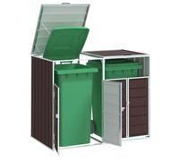 vidaXL Rangement à roulettes pour poubelles pour deux bacs acier, rangement de poubelles, rangement de poubelles de jardin, 4006178