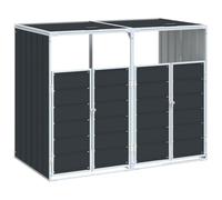 vidaXL Rangement à roulettes pour poubelles pour Deux bacs Acier, Rangement de poubelles, Rangement de poubelles de Jardin, Hangar à poubelles
