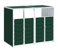 vidaXL Rangement à roulettes pour poubelles pour deux bacs acier, rangement de poubelles, rangement de poubelles de jardin, hangar à poubelles