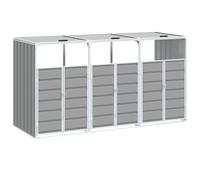 vidaXL Rangement pour poubelles à roulettes pour deux bacs gris acier