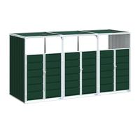 vidaXL Rangement à roulettes pour poubelles pour trois bacs vert acier 4006179