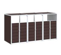 VidaXL Rangement à Roulettes pour Trois Bacs de Poubelles - Hangar en Acier pour Jardin