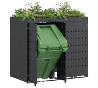 vidaXL Rangement de Poubelle à roulettes pour 2 poubelles Anthracite, Jardin et Terrasse, Solution Moderne de Gestion des Déchets, Abri Extensible pour Bins en Ville