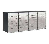 vidaXL Rangement de poubelle à roulettes pour 3 poubelles Anthracite