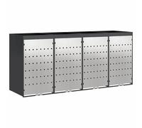 vidaXL Rangement de poubelle à roulettes pour 3 poubelles Anthracite