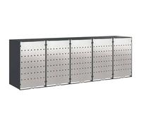 vidaXL Rangement de poubelle à roulettes pour 3 poubelles Anthracite