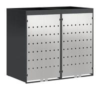 vidaXL Rangement de poubelle à roulettes pour 3 poubelles Anthracite