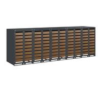 vidaXL Rangement de poubelle à roulettes pour 3 poubelles Anthracite