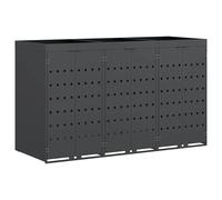 vidaXL Rangement de poubelle à roulettes pour 3 poubelles Anthracite