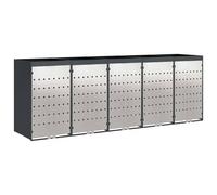 vidaXL Rangement de poubelle à roulettes pour 3 poubelles Anthracite