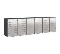 vidaXL Rangement de poubelle à roulettes pour 3 poubelles Anthracite