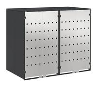 vidaXL Rangement de poubelle à roulettes pour 3 poubelles Anthracite