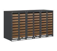 vidaXL Rangement de poubelle à roulettes pour 3 poubelles Anthracite