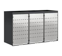 vidaXL Rangement de poubelle à roulettes pour 3 poubelles Anthracite