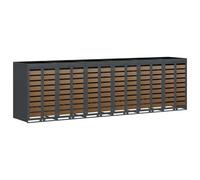 vidaXL Rangement de poubelle à roulettes pour 3 poubelles Anthracite