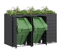 vidaXL Rangement poubelles extérieur extensible Anthracite acier revêtu de poudre 204x77,5x121,5 cm