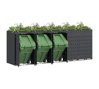 vidaXL Rangement de Poubelle à roulettes pour 5 poubelles Anthracite, Jardin et Terrasse, Solution Moderne de Gestion des Déchets, Abri Extensible pour Bins en Ville