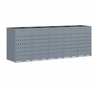 vidaXL Rangement de poubelle à roulettes pour 5 poubelles Gris clair