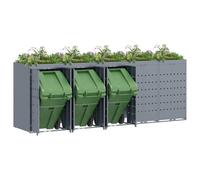 vidaXL Rangement de Poubelle à roulettes pour 5 poubelles Gris Clair, Jardin et Terrasse, Solution Moderne de Gestion des Déchets, Abri Extensible pour Bins en Ville
