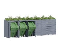 vidaXL Rangement de Poubelle à roulettes pour 6 poubelles Gris Clair, Jardin et Terrasse, Solution Moderne de Gestion des Déchets, Abri Extensible pour Bins en Ville